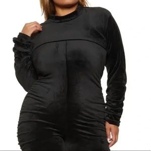 NWT Y2K Roma Concept Black Soft Velvet Crop Top